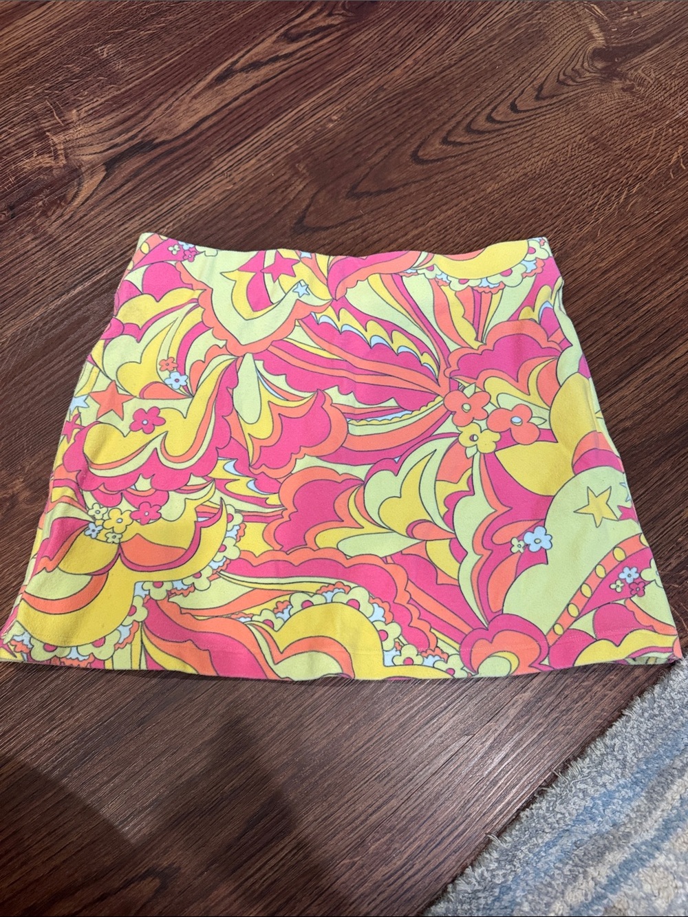 Frankie's Bikinis Pink & Yellow Psychedelic Mini Skirt